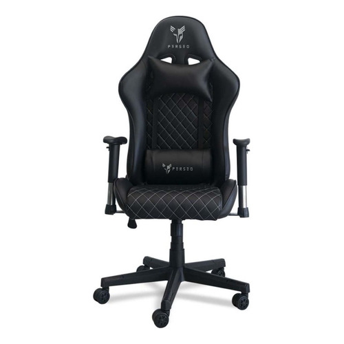 Silla Gamer Pro Perseo Eco Cuero Posabrazo 2d Resistente Color Negro