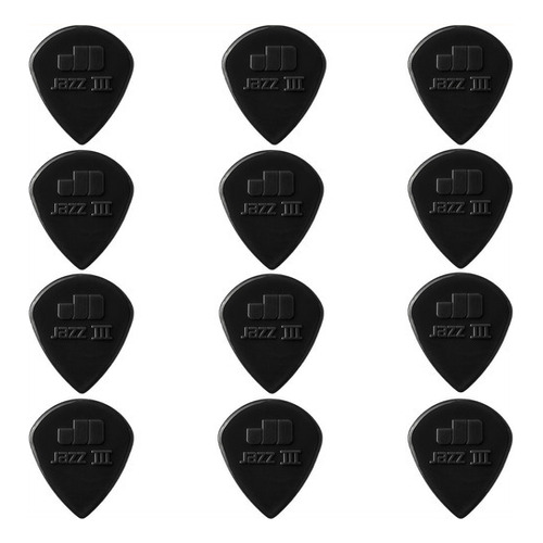 Pack de 12 cañas Dunlop Jazz Iii de nylon negras de 1,4 mm