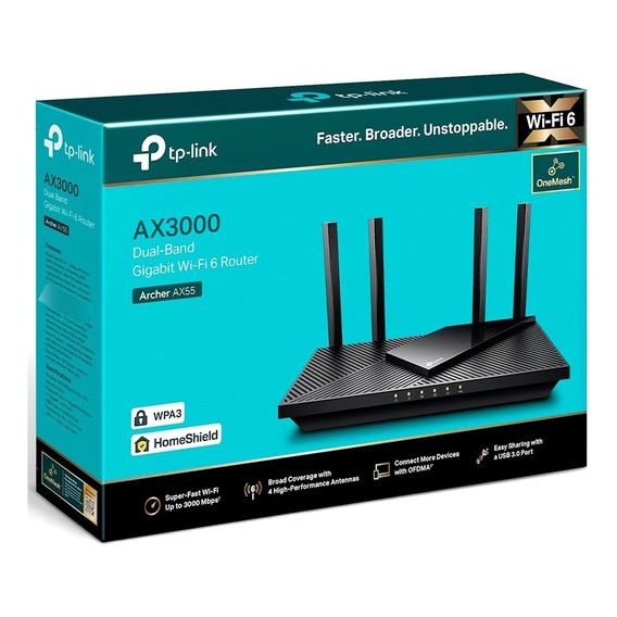 Archer Ax55 Router Ax3000 Gigabit Wi-fi 6 One-mesh Usb 3.0