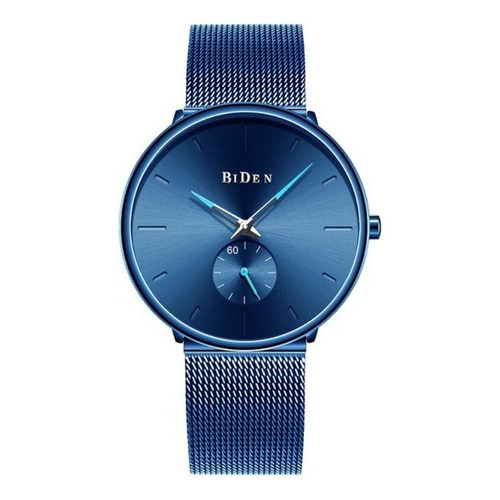 Reloj Impermeable De Cuarzo Con Cinturón De Malla Ultrafino Color De La Correa Azul