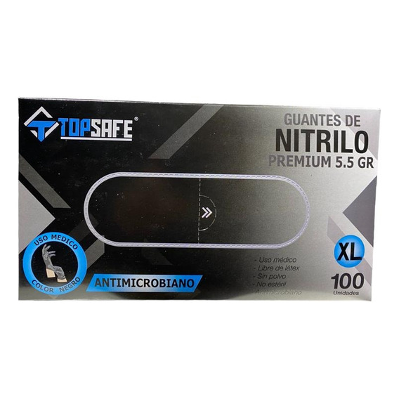 Guante Nitrilo Negro Premium 5.5gr - Seleccione Talla - 100u