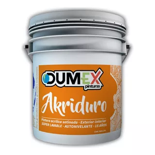 Pintura 100% Acrílica Satinada Akriduro Dumex 19 Litros