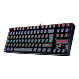 Teclado gamer Redragon Kumara K552 QWERTY español latinoamérica color negro con luz rainbow