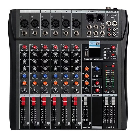 Consola Mezcladora Depusheng Dx6 Profesional De 6 Canales