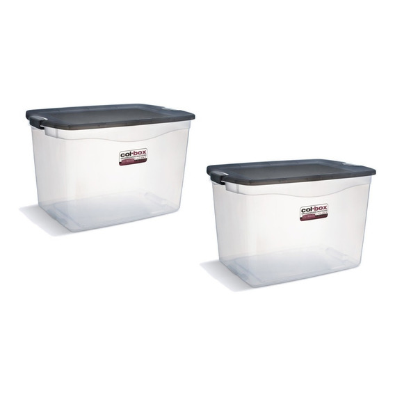 Caja Organizador Plastico Apilable Tapa Taper 80 Litros X2 Colombraro