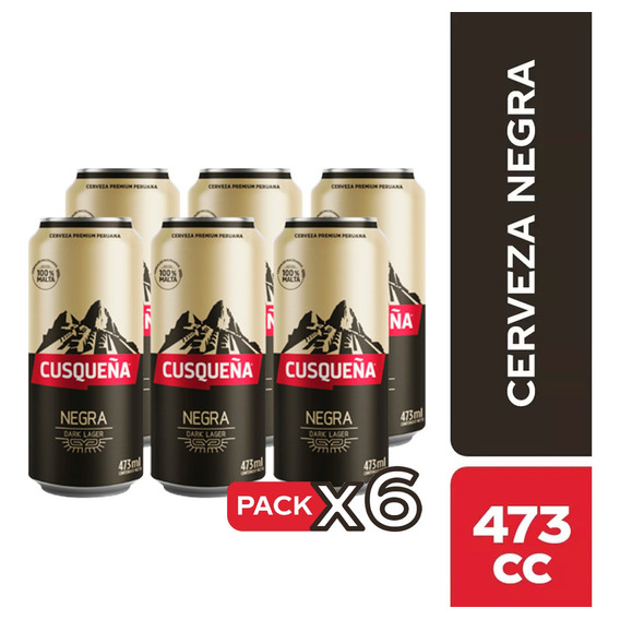 Pack 6 Cerveza Cusqueña Negra Lata De 473cc