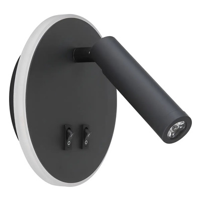 Aplique Velador Led Pared Neve Redondo 12w Negro Dx