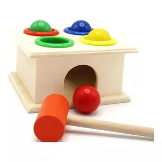 Caja Martillo Didactico Motricidad Juguete Madera Montessori Color Multicolor