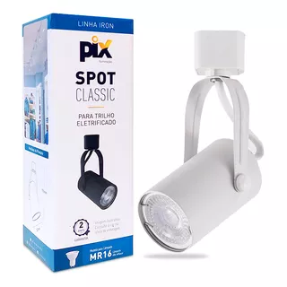 Kit 3 Spot Classic P/ Trilho Eletrificado Mr16 Gu10 Branco