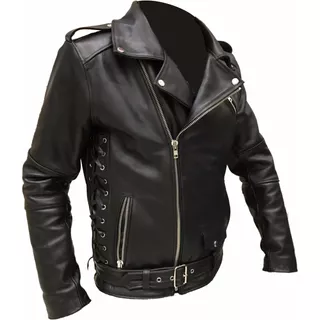 Campera Moto Rockera Cordón Hombre Talles Grandes - Maybe -