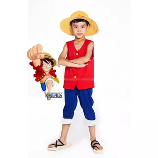 Fantasia Luffy One Piece Infantil Roupa Original Com Chapéu