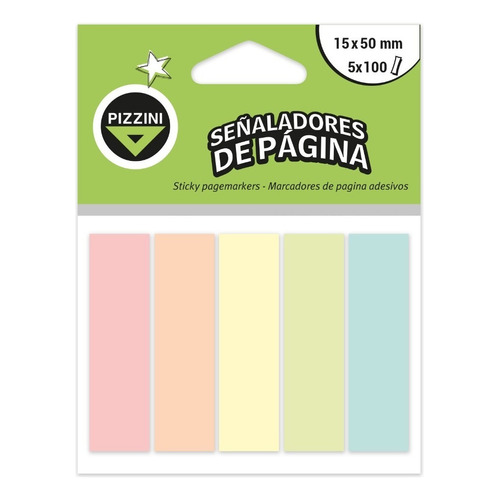 Señalador Banderitas Adhesivas Pastel Pizzini 5 X 100 Papel
