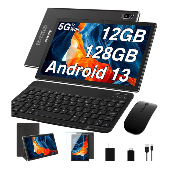 Tablet X900 10.1" con funda Aocwei  128GB negra y 12GB de memoria RAM