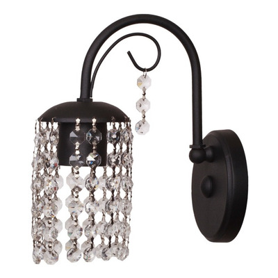 Aplique Lyon 1 Luz Cairel Deco Cristal Negro Apto Led E27