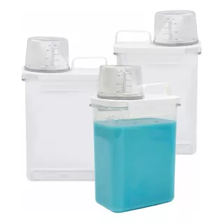 Kit 3 Dispenser Pote Hermético Organizador Lavanderia 1,8l