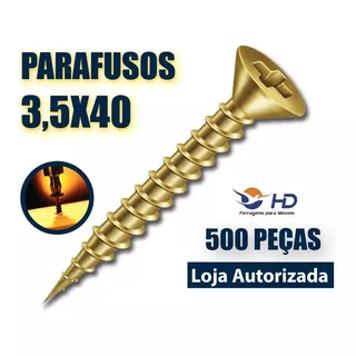 Parafuso Chipboard Caixa 500 Pçs Phillips P/ Madeira 3,5x40