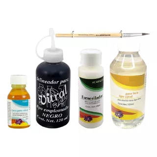 Kit:11 Pinturas Para Vitral+delineador+esmerilador+limpiador