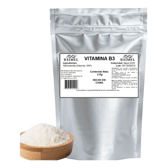 Niacinamida (niacina) Vitamina B3 100% Pura En Polvo 2kg