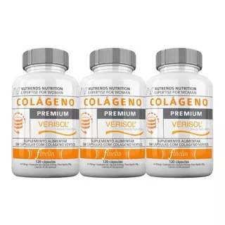 Kit 3 Potes Colágeno Hidrolisado Verisol Vitamina C 120cps