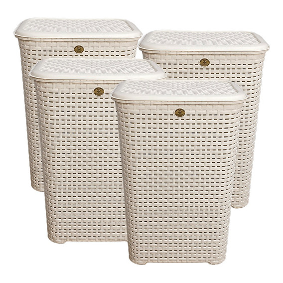 4 Cestos Canasta Organizador Ropa Tapa Rattan 