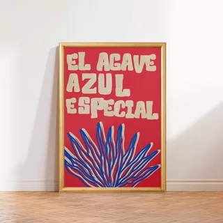 Cuadros Decoración Mexicana Diseños De  México Marco Madera Color El Agave Azul Especial Armazón Natural