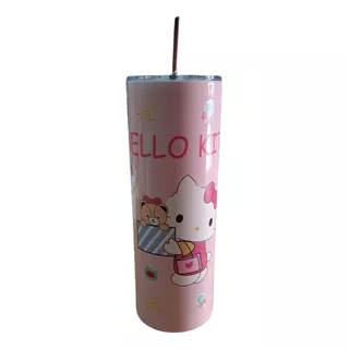 Termo Con Popote Acero Inoxidable, Hello Kitty, Sanrio 600ml