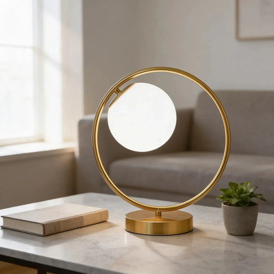 Lampara Velador De Mesa Aydi Dorado Apto Led Deco Moderno Lk Dorado Blanco