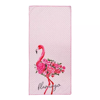 Toalha De Praia Aveludada Flamingo 140x70cm Realce Premium