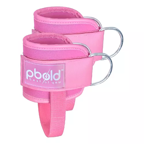 Pack 2 Tobilleras Poleas Gym Ajustable Accesorios Gimnasio, Rosa