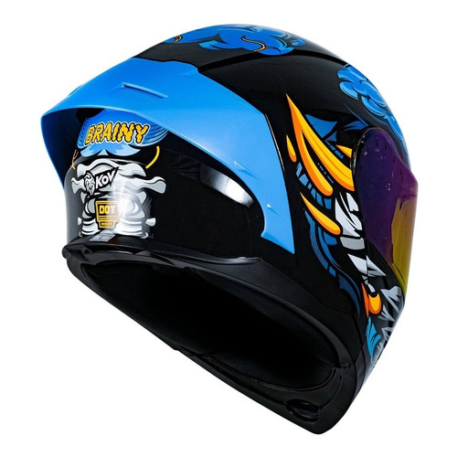 Casco Abatible Para Moto Kov Brainy Azul/ Negro Color Azul Tamaño del casco 2X (63-64cm)