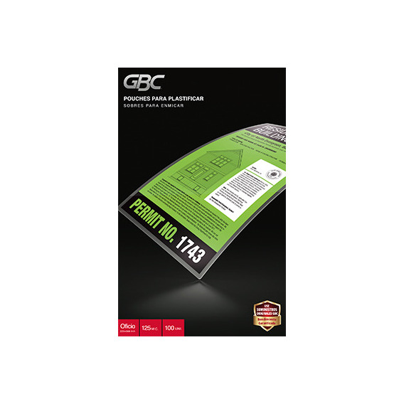 Laminas De Plastificar Oficio 125mic 229x368mm 100 Un Gbc