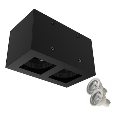 Plafon 2 Luces Con Led 7w Antideslumbrante Negro Movil