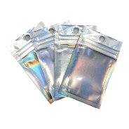 25 Bolsas Plastico Tornasol Holografica Resellable 6 X 10cm