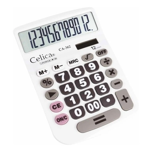 Calculadora Celica Oficina Negocio 12 Digitos Grandes Ca 362 Color Blanco