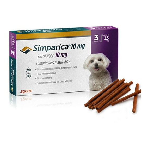 Tableta Antipulgas/ Garrapatas Simparica /2.5 A 5kg/ 4 Meses