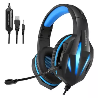 Headset Fone Ouvido Gamer Pc Celular Ps4 Ps5 Xbox Over Cor Azul-aço Luz Azul-aço