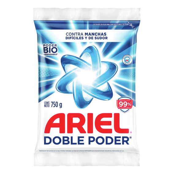 Detergente En Polvo Ariel Doble Poder 10 unidades de 750gr