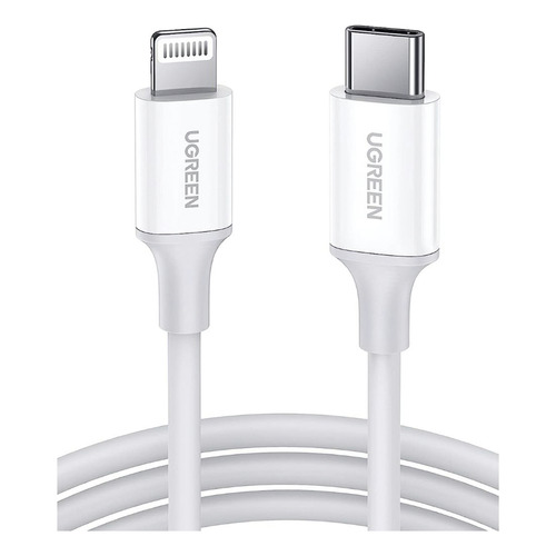 Cable Ugreen USB-C a Lightning Mfi, 1 metro, color blanco