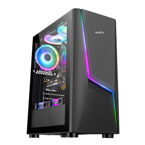 Gabinete Gamer Sentey P20 Rgb Lateral Transparente Atx Full Color Negro