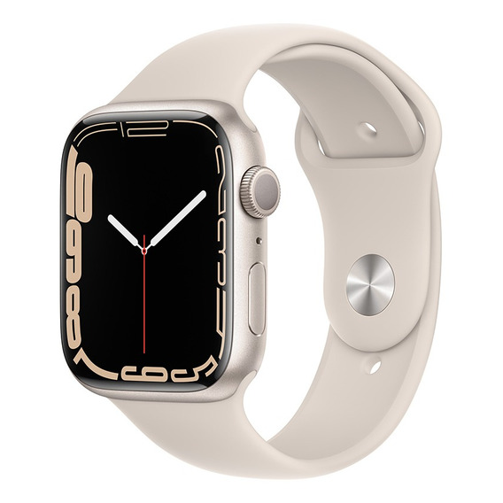 Apple Watch Series 7 (GPS, 45mm) - Caja de aluminio color blanco estelar - Correa deportiva blanco estelar