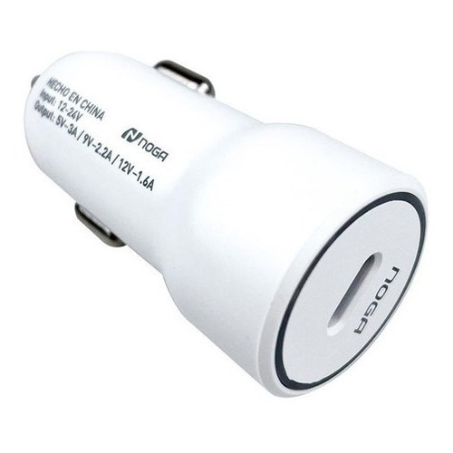 Cargador Para Auto Celular Usb Tipo C Samsung Motorola Noga Color Blanco