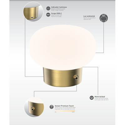 Lampara Velador De Mesa Mushroom Inalámbrica Led Dimer Mc