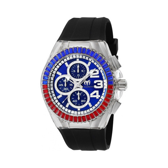 Reloj Para Hombre Technomarine Cruise Tm-121009 Negro Color Del Bisel Azul/rojo Color Del Fondo Azul