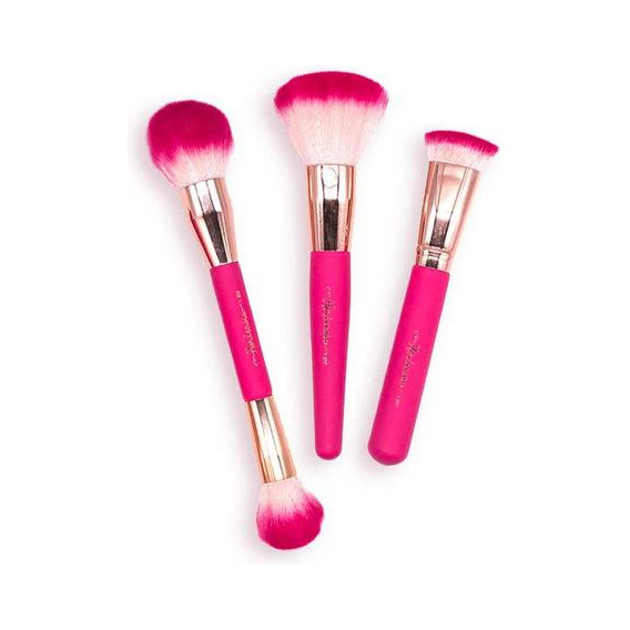 Set Básico De 3 Brochas Para Polvos Glow Skin  Color Rosa