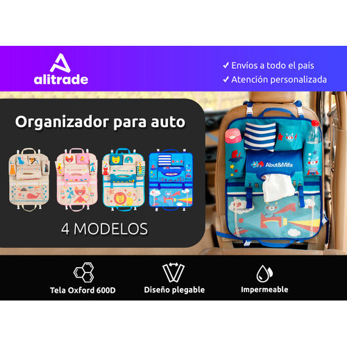 Organizador Auto Asiento Trasero Infantil Porta Objetos Color Beige