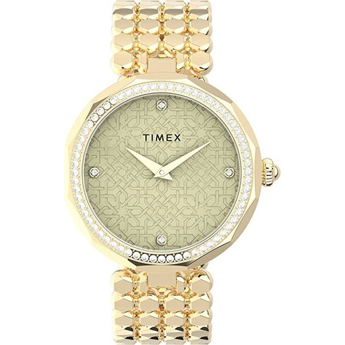 Reloj Mujer Timex Cristal Mineral 34 Mm Wr 50m Tw2v02500 Color de la correa Dorado Color del bisel Dorado Color del fondo Dorado