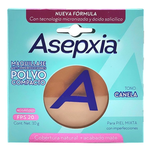 Base de Maquillaje en Polvo Compacto Asepxia Tono Canela 10mL 10g