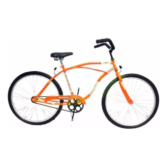 Bicicleta Playera Kelinbike Rodado 26 Contrapedal Cuadro Acero Reforzado Asiento Con Resortes Color Naranja Con Pie De Apoyo 