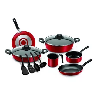 Batería De Cocina Ekco Classic Roja 12pzas C/antiadherente  