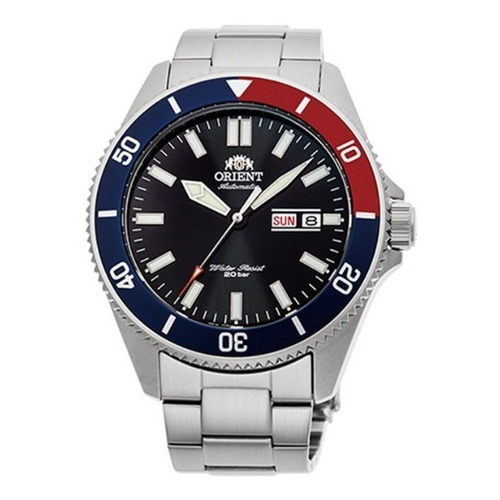 Reloj Orient Kanno Automatic Diver 200m Ra-aa0912b19b Color de la malla Plateado Color del bisel Azul y Rojo Color del fondo Negro
